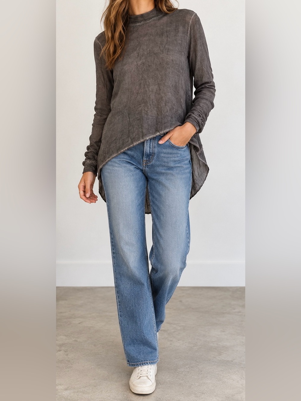 Young Fabulous & Broke Charcoal Gray Cut Out Back High Low Blouse - Size S
